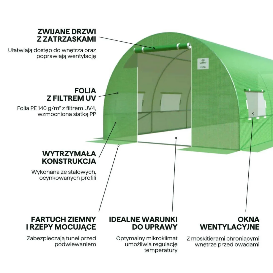 TUNEL 3x6 GREEN 2x DRZWI (002956) - obrazek 3