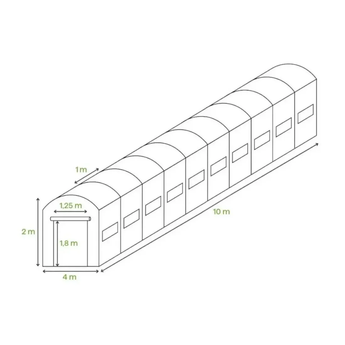 TUNEL 4x10 GREEN 2x DRZWI (10 SEKCJI) (007293) - obrazek 2