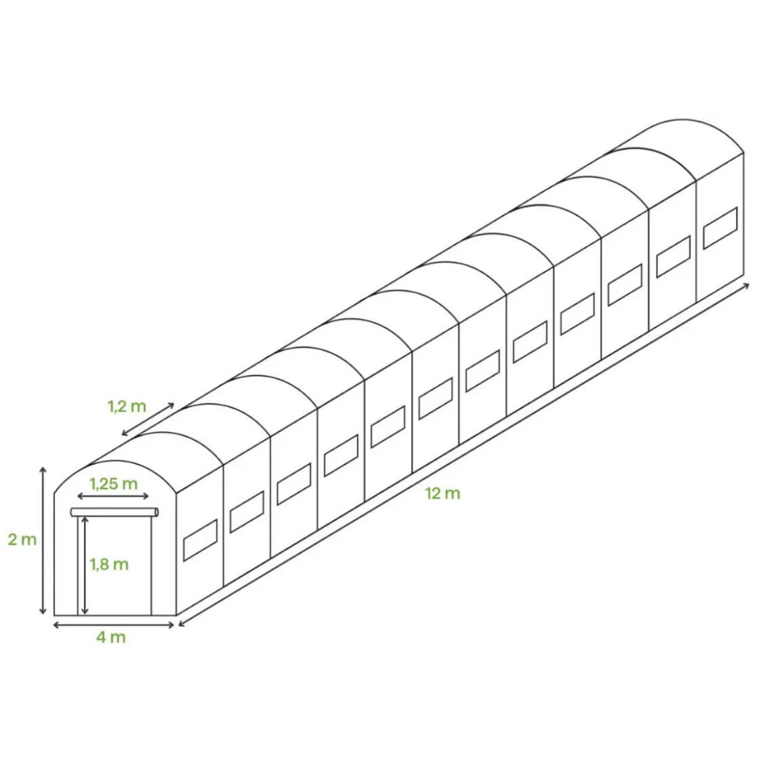 TUNEL 4x12 GREEN 2x DRZWI (12 SEKCJI) (007295) - obrazek 2