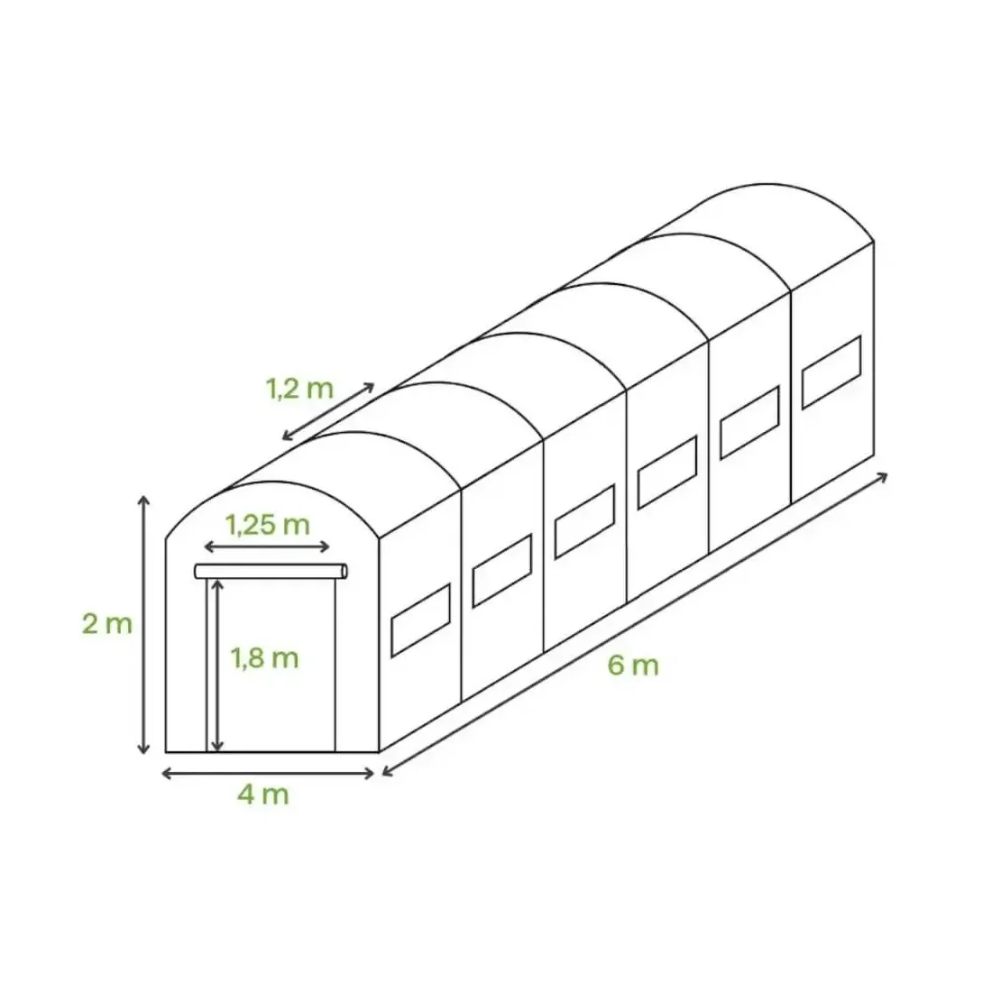 TUNEL 4x6 GREEN 2x DRZWI (6 SEKCJI) (007278) - obrazek 2