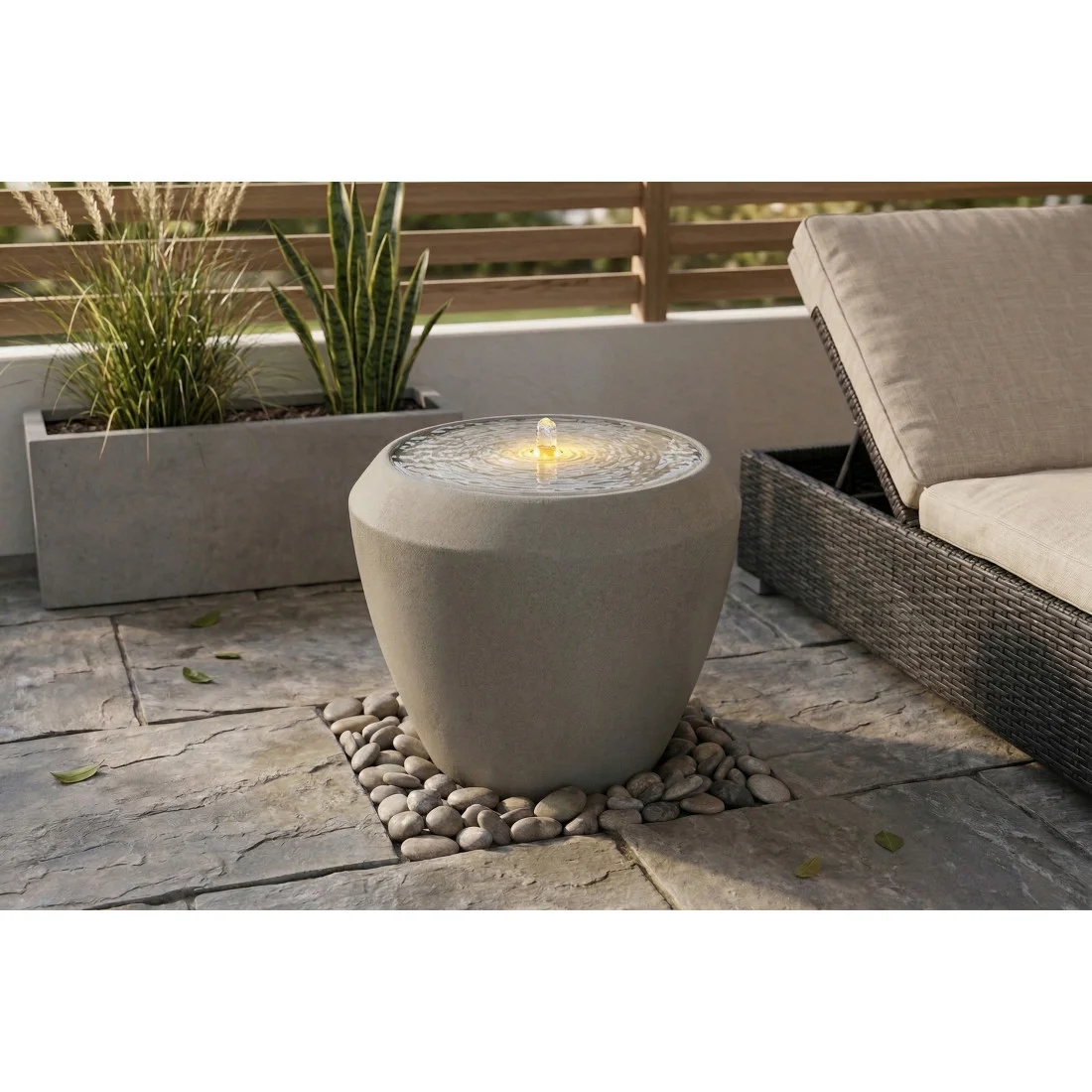 WATERFALL FONTANNA LED FI44x39.5CM CEMENT GREY (009015) - obrazek 3